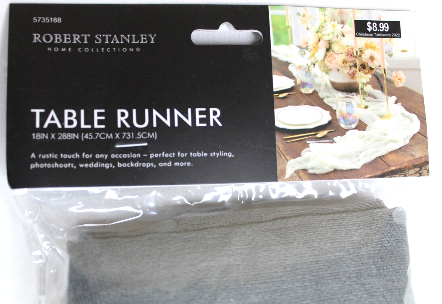 Robert Stanley Home Collection Table Runner 18in X 288in Gray A Rustic Touch gallery