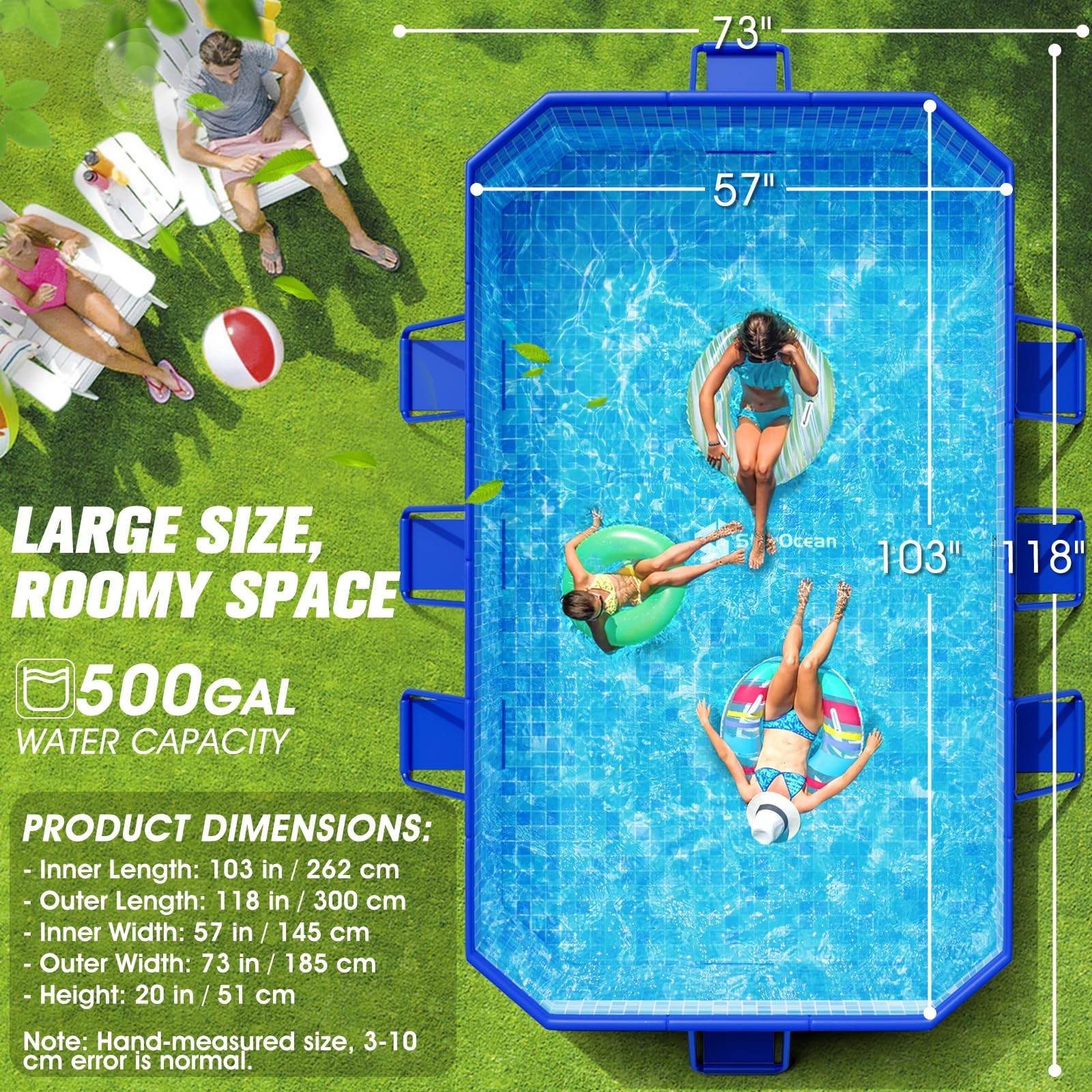 2026 Large Foldable Pool Non-Inflatable Swimming Pool, 118"x73"x20" gallery