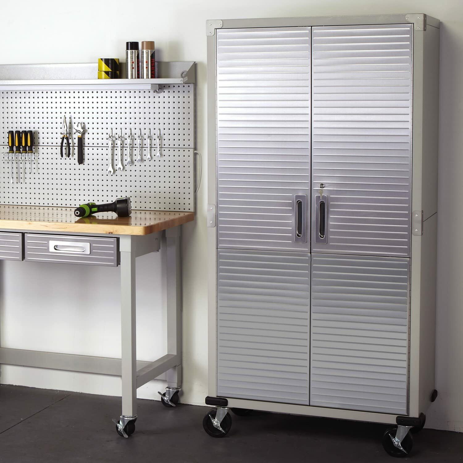 Stainless Steel Storage Cabinet 4 Shelf Utility Garage Organizer Laundry Pantry gallery