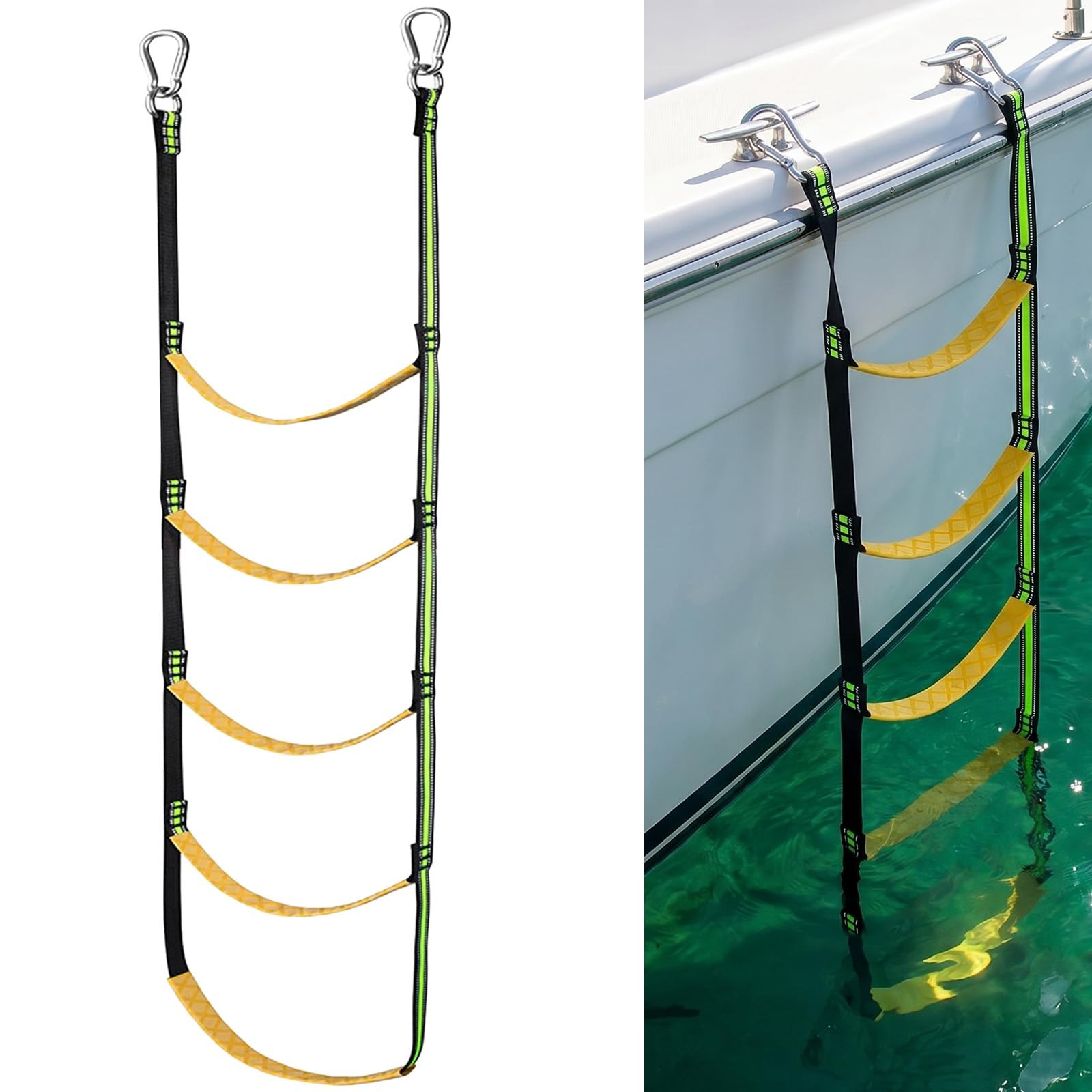 Saihisday 4Step Boat Rope Ladder Portable and 4 Step, Green gallery