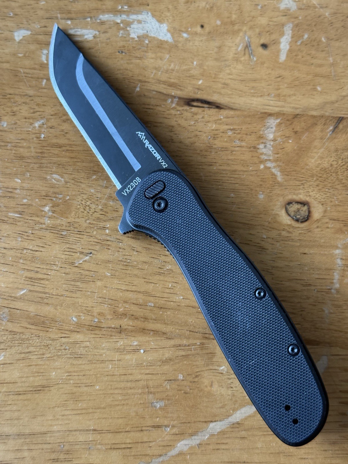 Outdoor Edge VX230B Razor VX2 EDC 3" Folding Knife Black Texture G10 Handle Used gallery