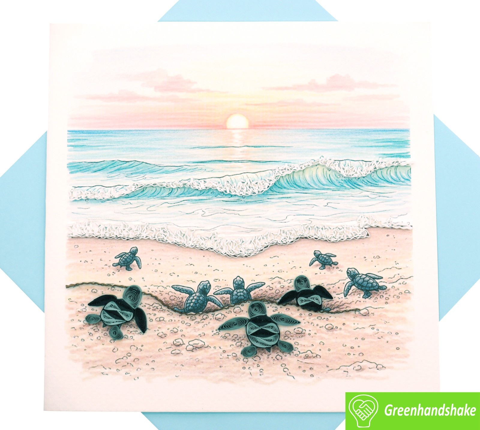 Little Turtle, Big World Quilling Greeting Card - Unique Dedicated Handmade Art gallery