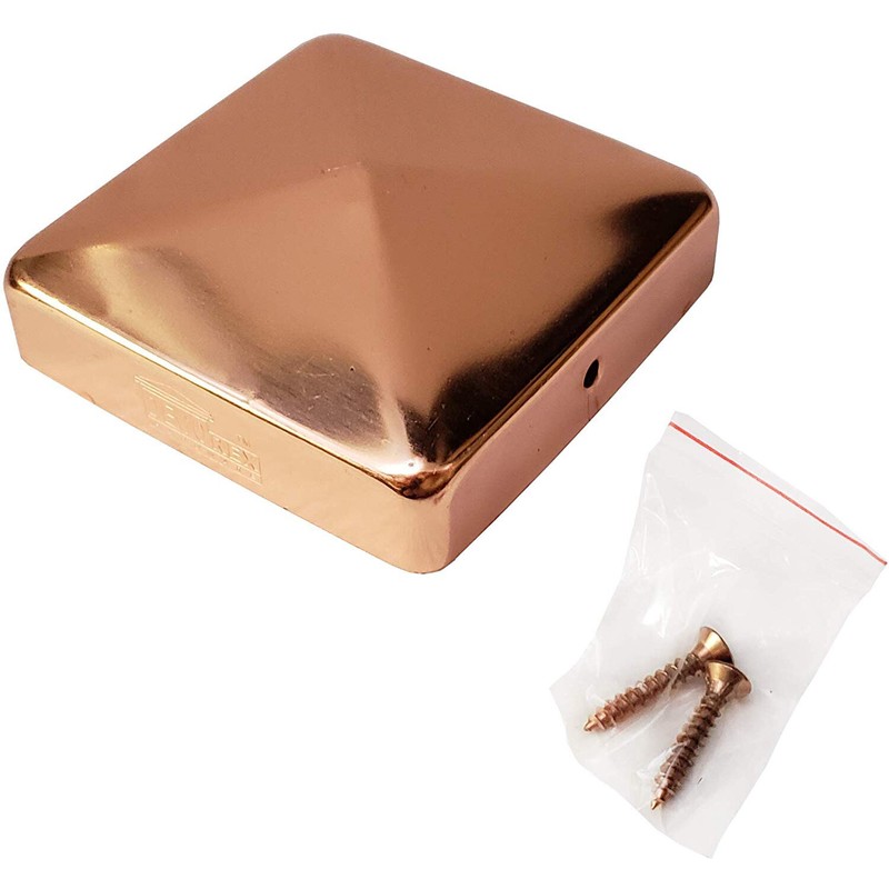 3.5" x 3.5" Solid Copper Pyramid Post Cap For True/Actual 3.5" x 3.5" Wood Posts gallery