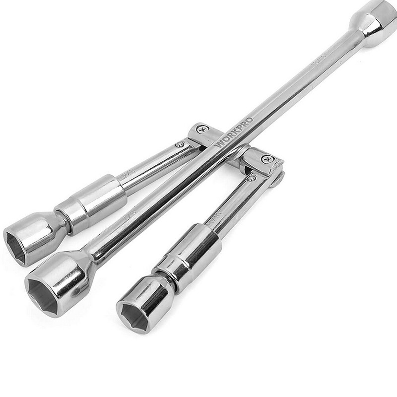 WORKPRO 14 Inch Universal Folding Lug Wrench 4-Way Tire Iron Wrench Cross Wrench gallery