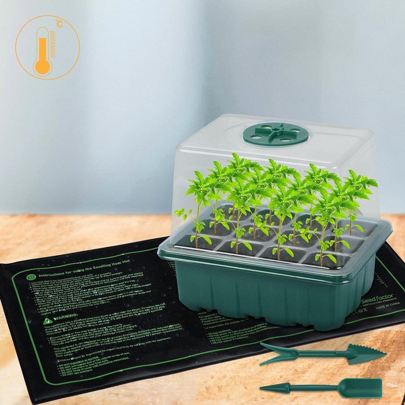Seedfactor 7-Pack Seed Starter Tray w/ Heat Mat Seedling Plant Germination Trays gallery