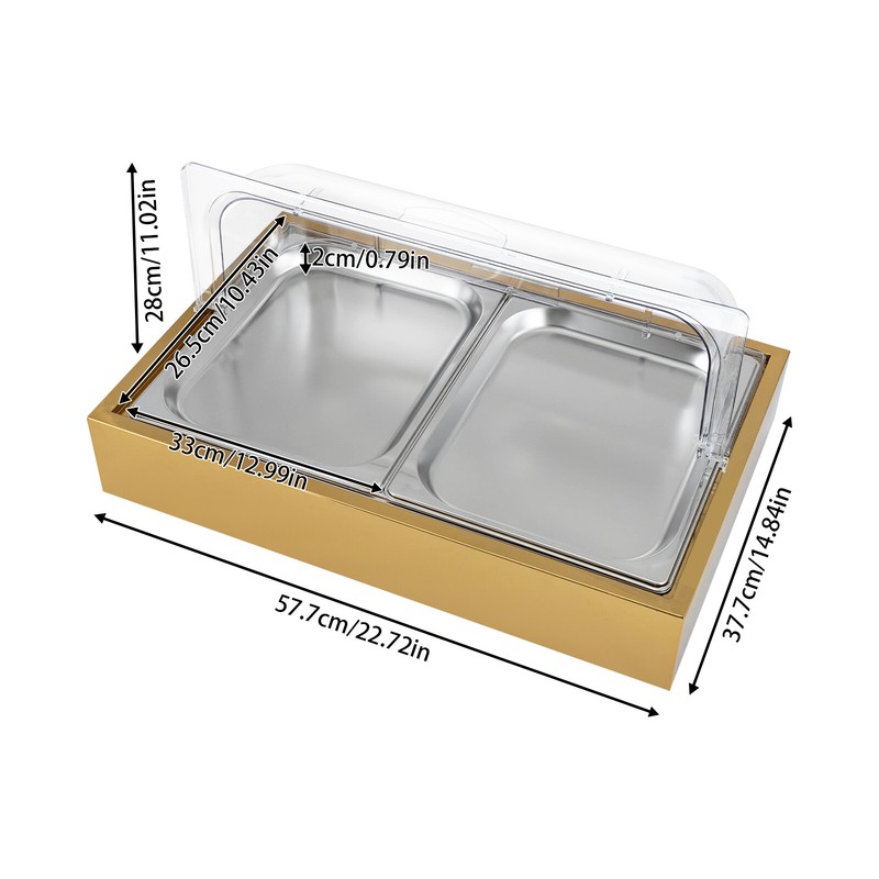 Buffet Cold Serving Display Tray, Cooling Food Dishes Display Plate Case w/Lid gallery