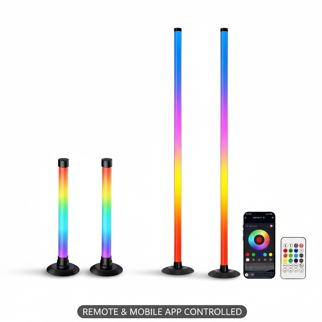 RGB LED Light Bar Set – 2 Tall + 2 Short | App & Remote | Music Sync gallery