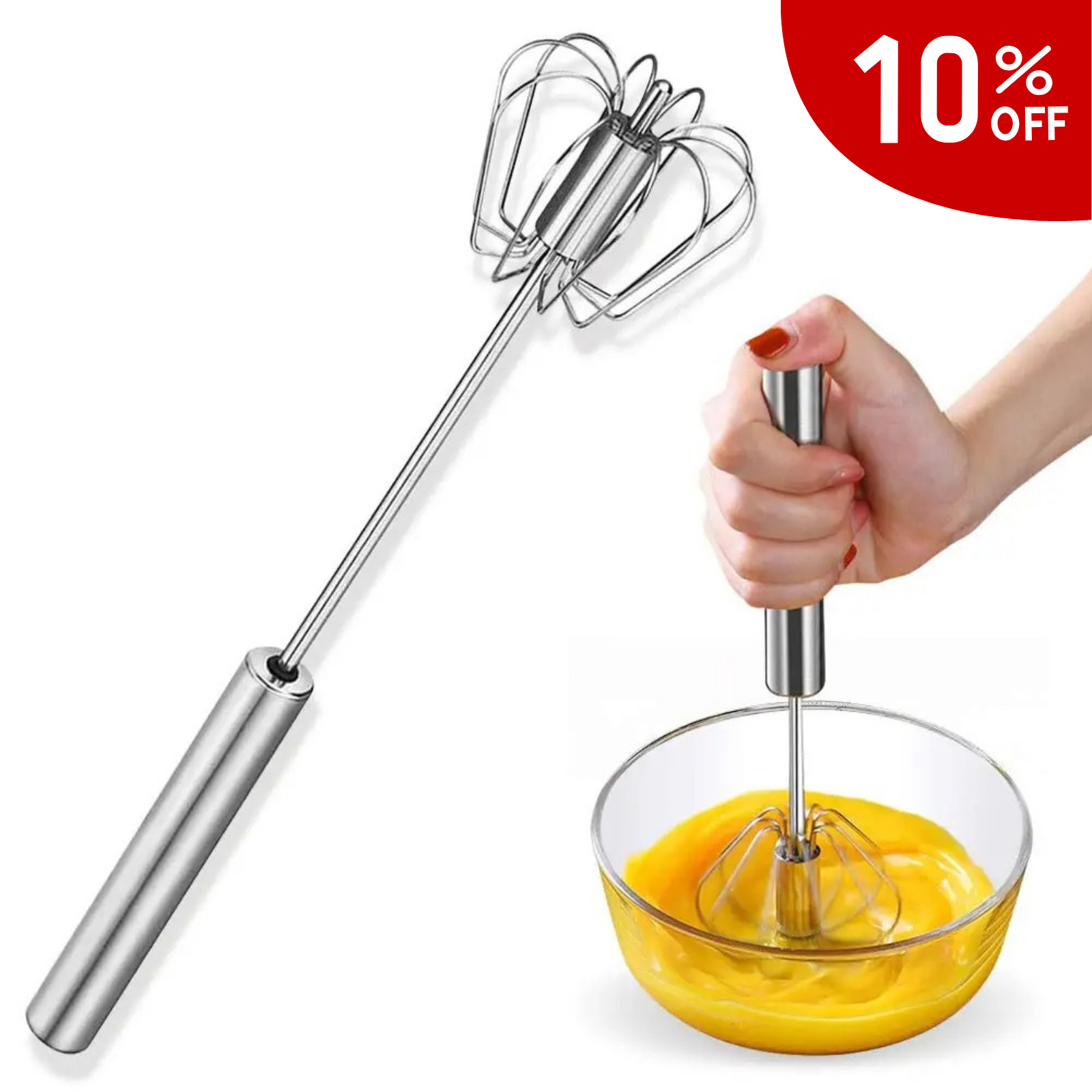 Semi Automatic Egg Whisk Stainless Steel Hand Push Beater Mixer Cream Frother gallery