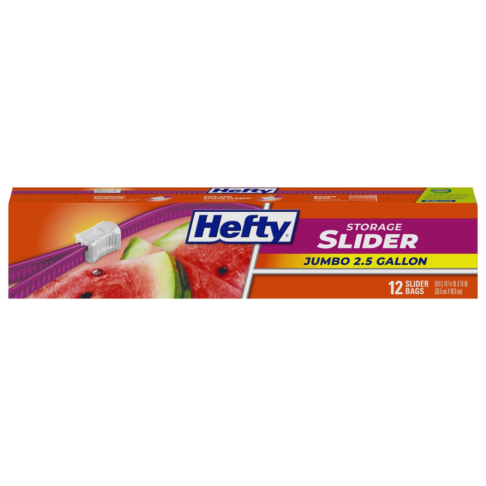 Hefty Slider Jumbo Storage Bags, 12 Count, 2.5 12 Count (Pack of 1), Clear gallery