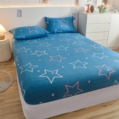 Bed Sheets for Bed Blue Stars Printed Fitted Sheets Thick Fabric Mattress Cover