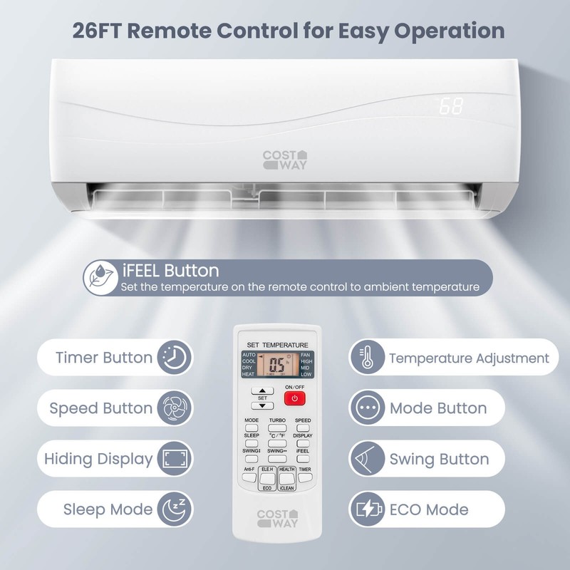 24000 BTU Mini Split Air Conditioner & Heater Ductless 18.5 SEER2 1500 Sq. Ft gallery
