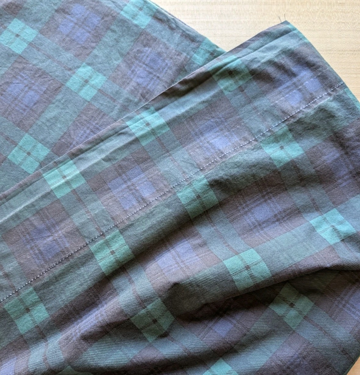 Lauren Ralph Lauren Double Full Flat Sheet Blackwatch Blue Green Tartan Plaid gallery
