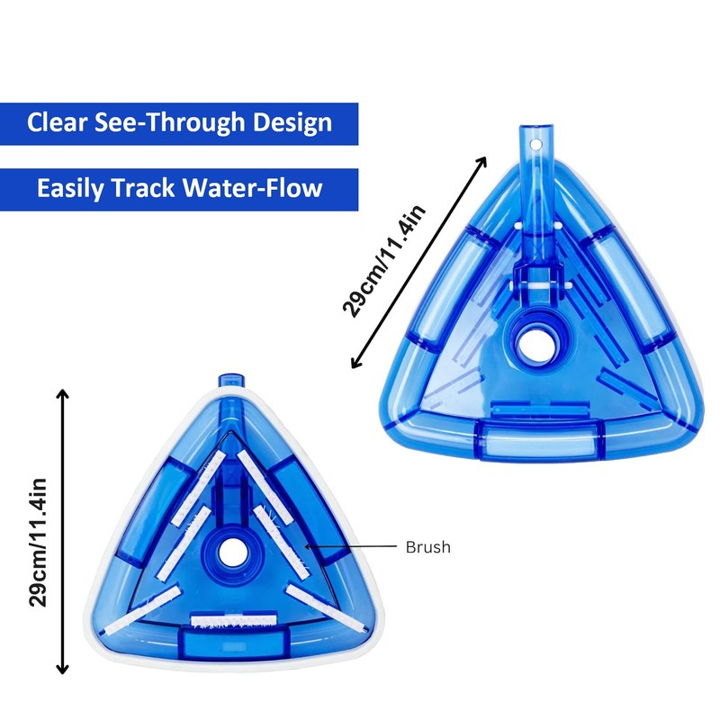 11.4" Weighted Transparent Triangular Pool Vacuum Head w/ Swivel Hose Connection gallery