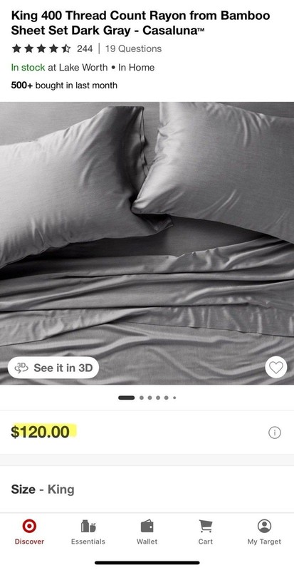 King 400 Thread Count Rayon from Bamboo Sheet Set Dark Gray - NEW gallery