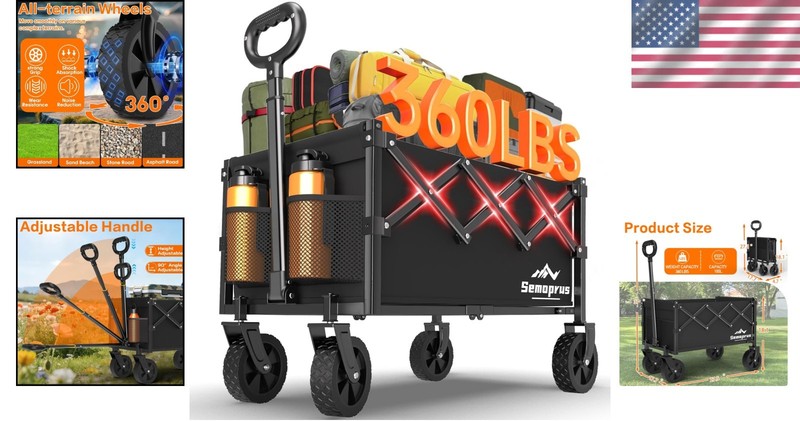 Lightweight 11 lbs Folding Utility Wagon Cart - Perfect for Sports and Camping gallery