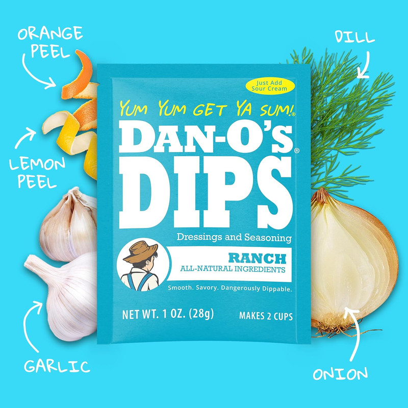 Dan-O’S Dips Variety Pack (8 Pack) – Ranch, Mexi-Ranch, French Onion & Dill Dip gallery