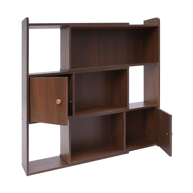 Stretchable Length 60-110cm Bookcase Modern Bookshelf W/Cabinet 3-Tier Bookshelf gallery
