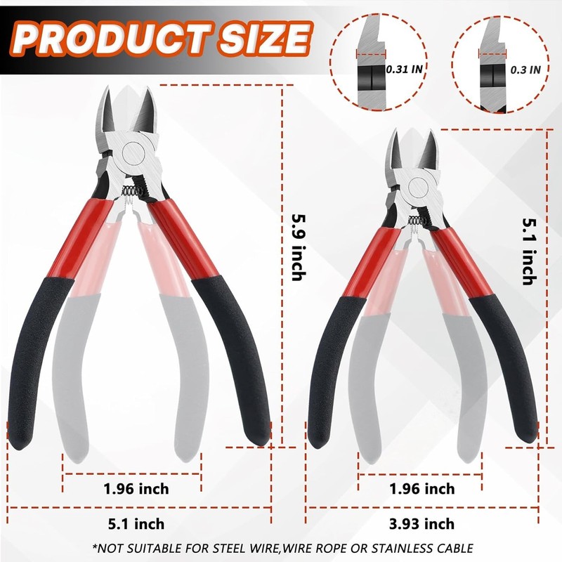 2PCS Wire Cutters Side cutter Cable 6/5" Heavy Duty Cutting pliers Carbide Steel gallery