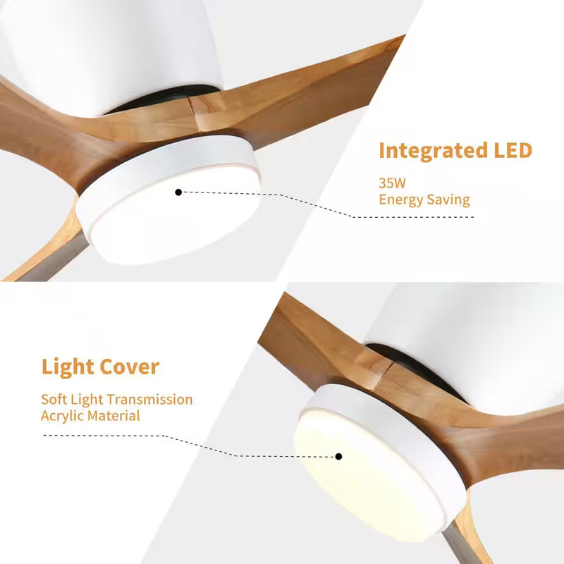 42 In. Integrated LED Indoor Flush Mount White Standard Ceiling Fan with Dimmabl gallery
