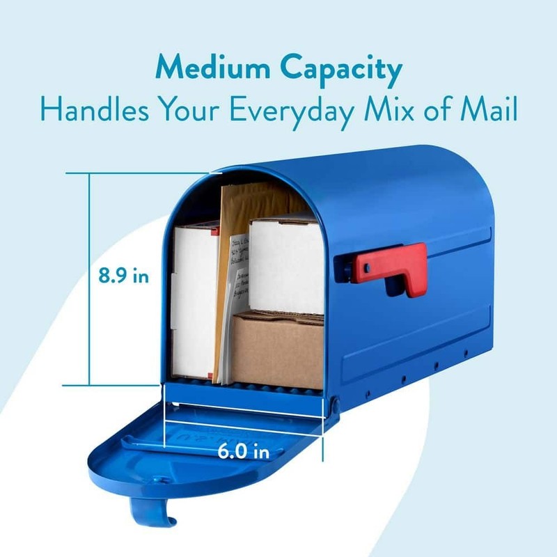 Architectural Mailboxes MB1 Blue, Medium, Steel, Post Mount Mailbox gallery
