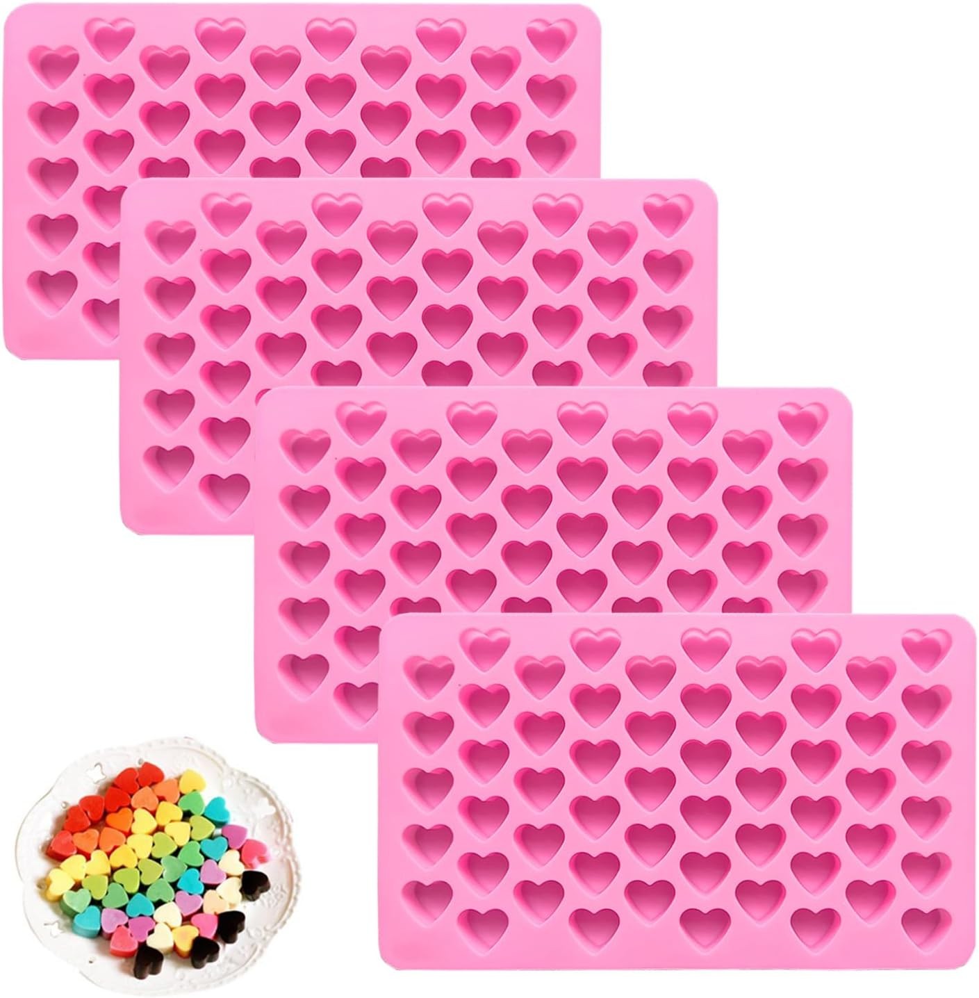 4 Pack 55-Cavity Mini Heart Shaped Ice Cube Trays, Non-Stick Heart Ice Trays for gallery
