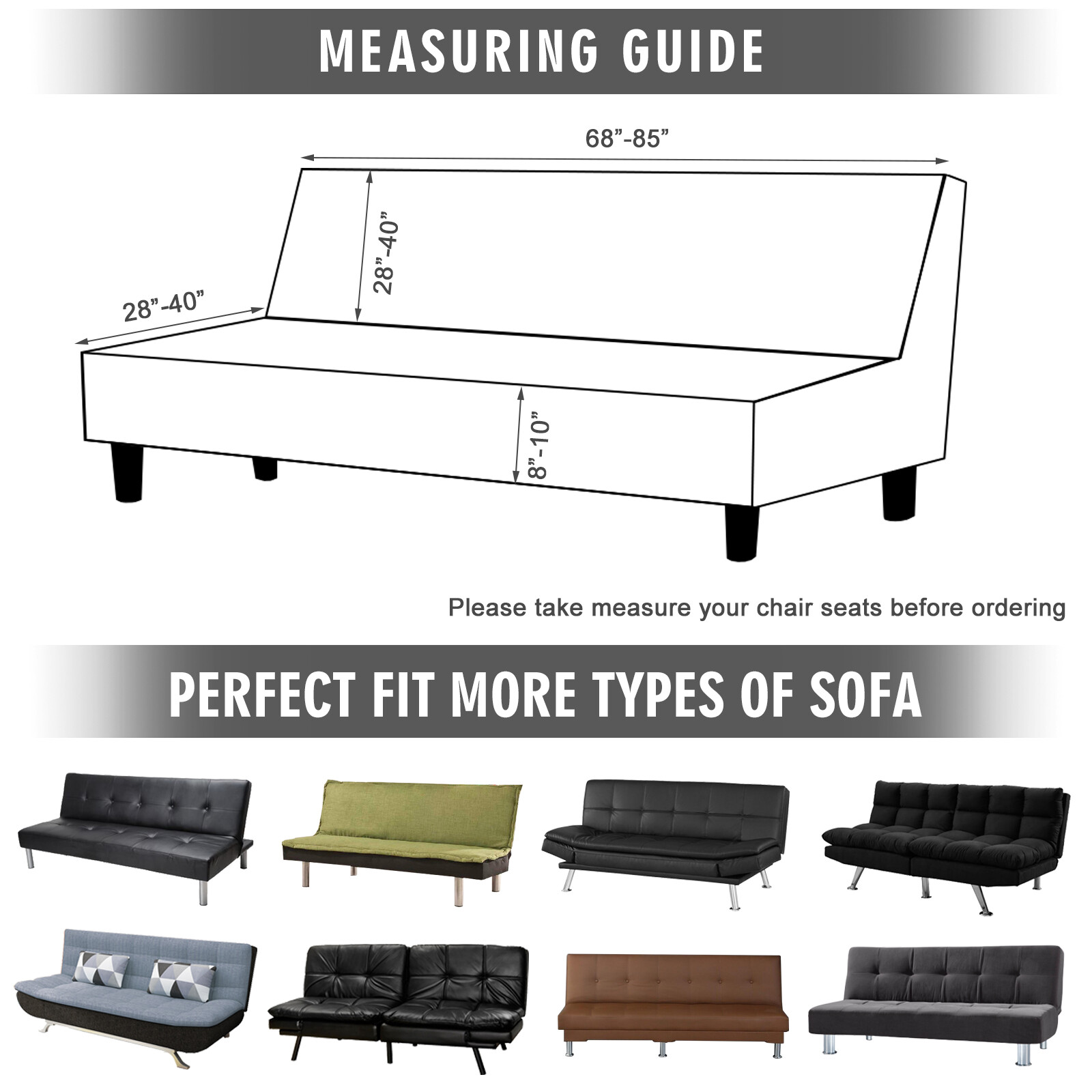 Armless Sofa Cover Stretch Sleeper Velvet Sofa Bed Slipcover Protective Cover gallery