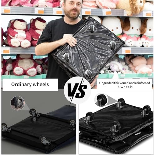 (,) Reusable Grocery Bag on Wheels, 70L Foldable Rolling Medium Black gallery