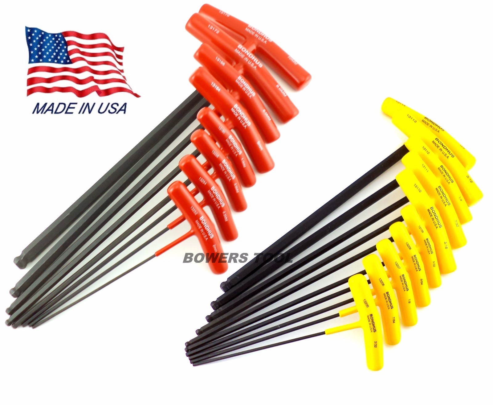 Bondhus 18pc T Handle Ball End Hex Wrench Set Metric SAE Standard MADE IN USA gallery