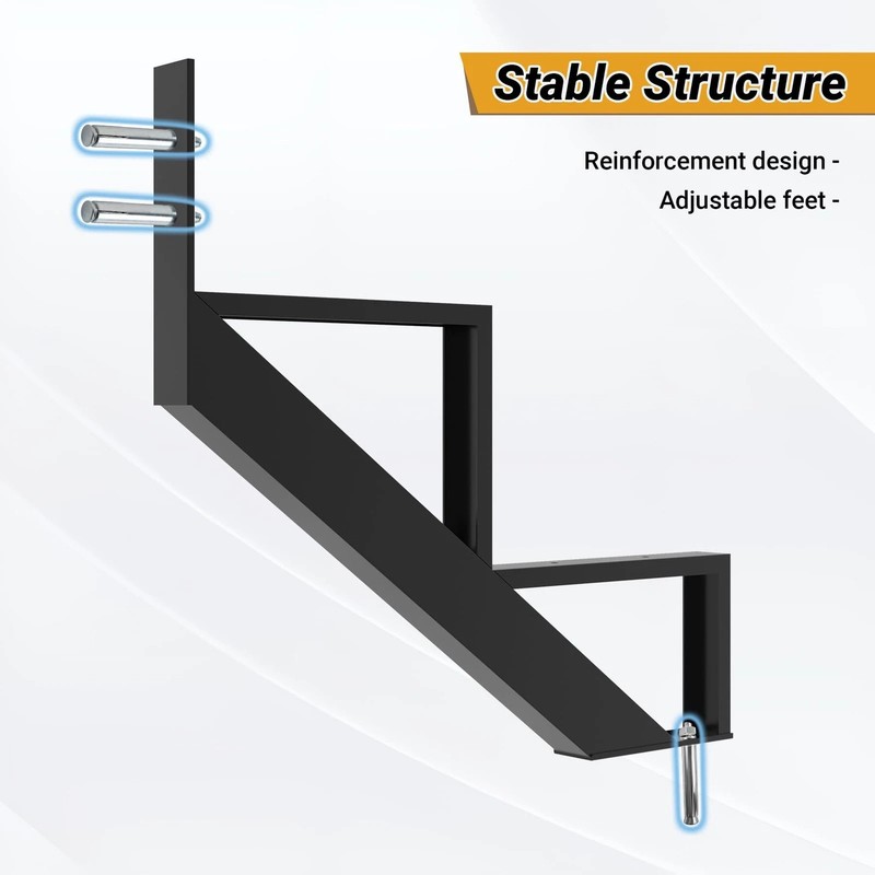 Steel Stair Step Riser2 Pack, 2 Step Stair Stringers for Deck, Sturdy Steel S... gallery