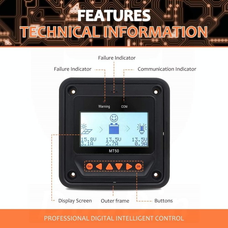 MT-52 Remote Meter MT-52 Solar Controller LCD Display Remote Meter Fit for Tr... gallery