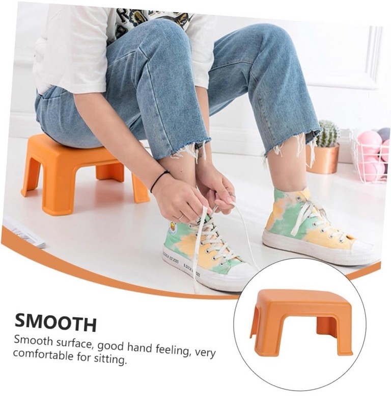 Non-Slip Footstool for Adults Stackable Household Stool Bathroom Footrest Orange gallery