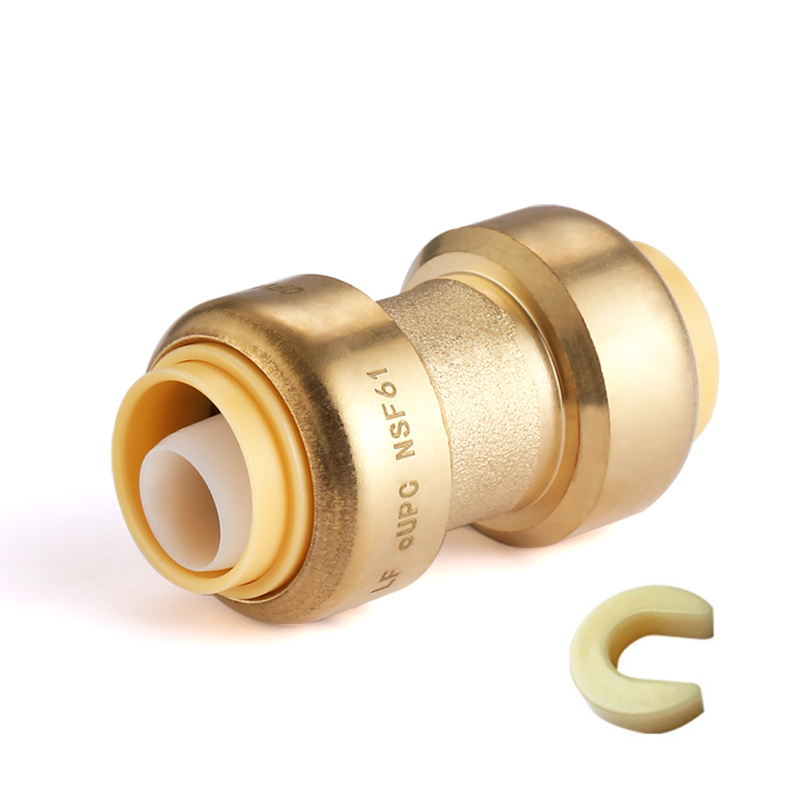 EFIELD (2 to 100 Packs) 1 Inch Push Fit Coupling & Clip Brass Fitting Lead Free gallery