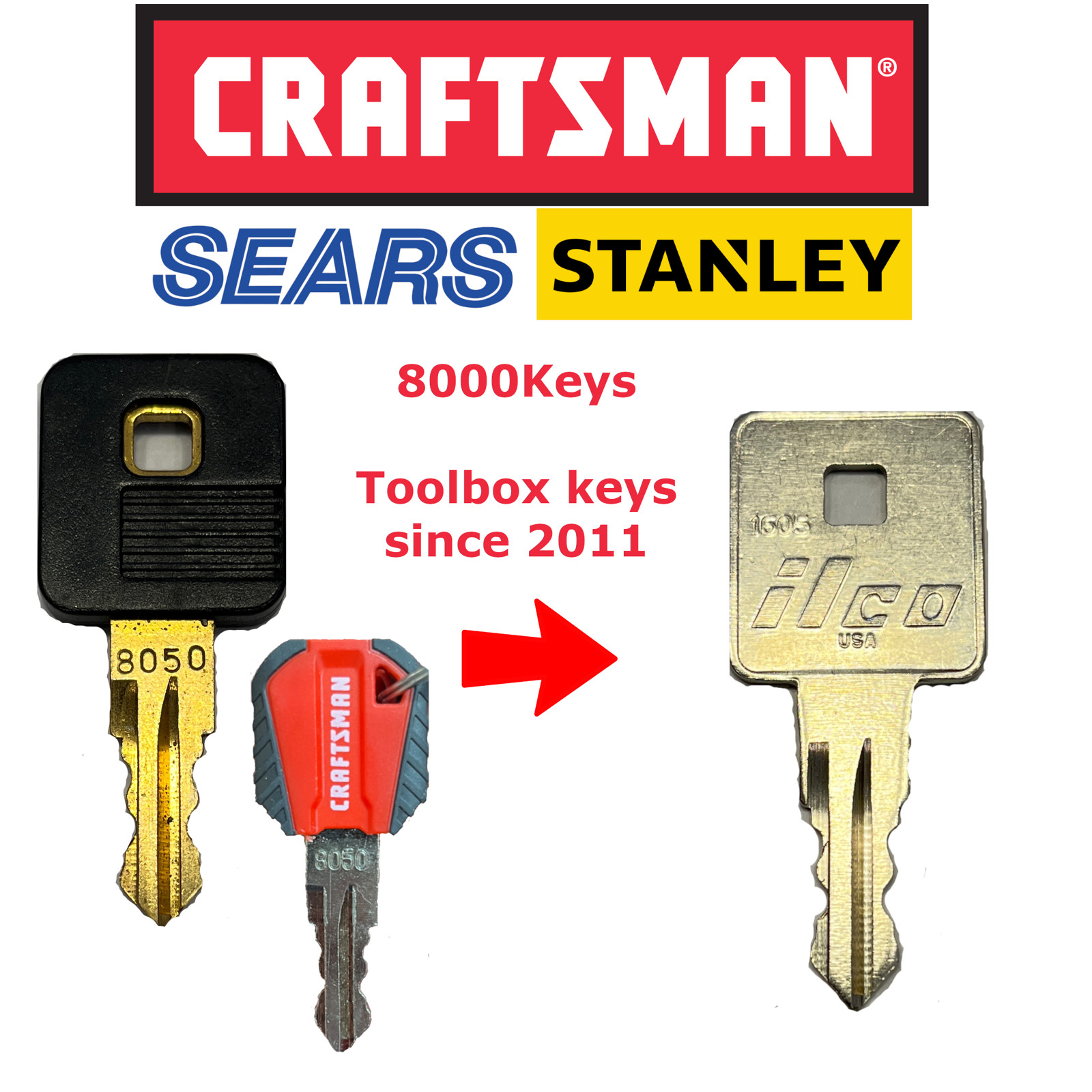 Craftsman Toolbox Replacement Key Llave CUT TO ORDER 8001-8223 8000 8100 8200 gallery