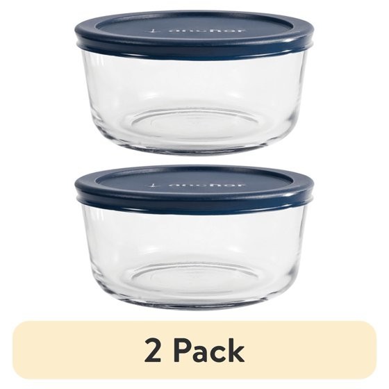 (2 pack) Anchor Hocking Glass Food Storage Container with Lid, 4 Cup Round gallery