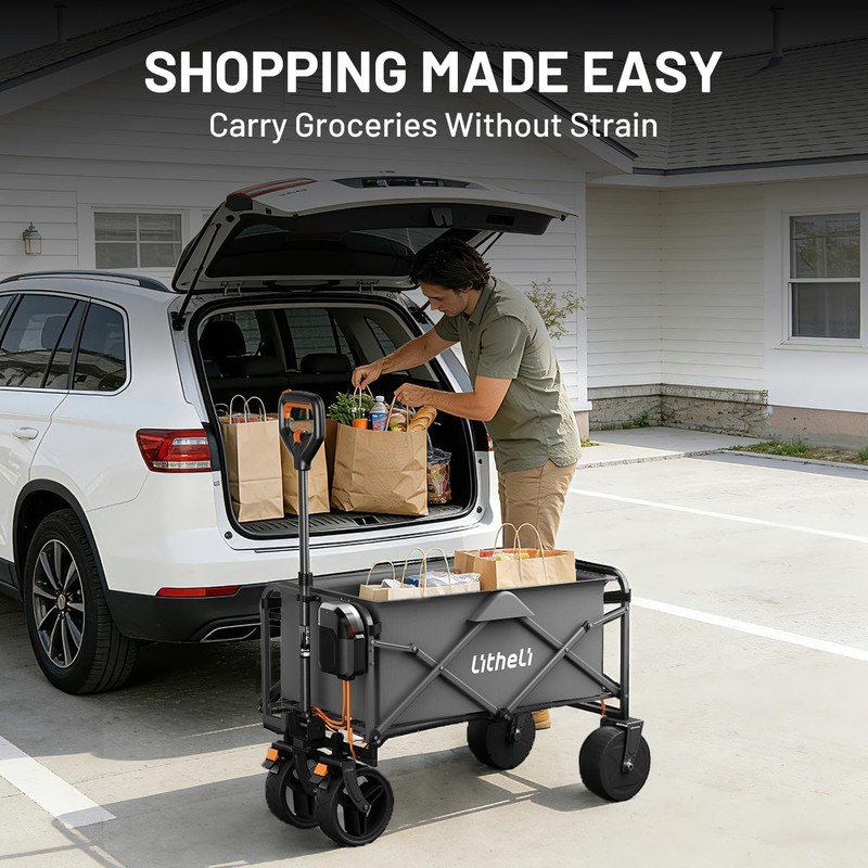 Electric Folding Utility Wagon Cart – All-Terrain Portable Powered Wagon with... gallery