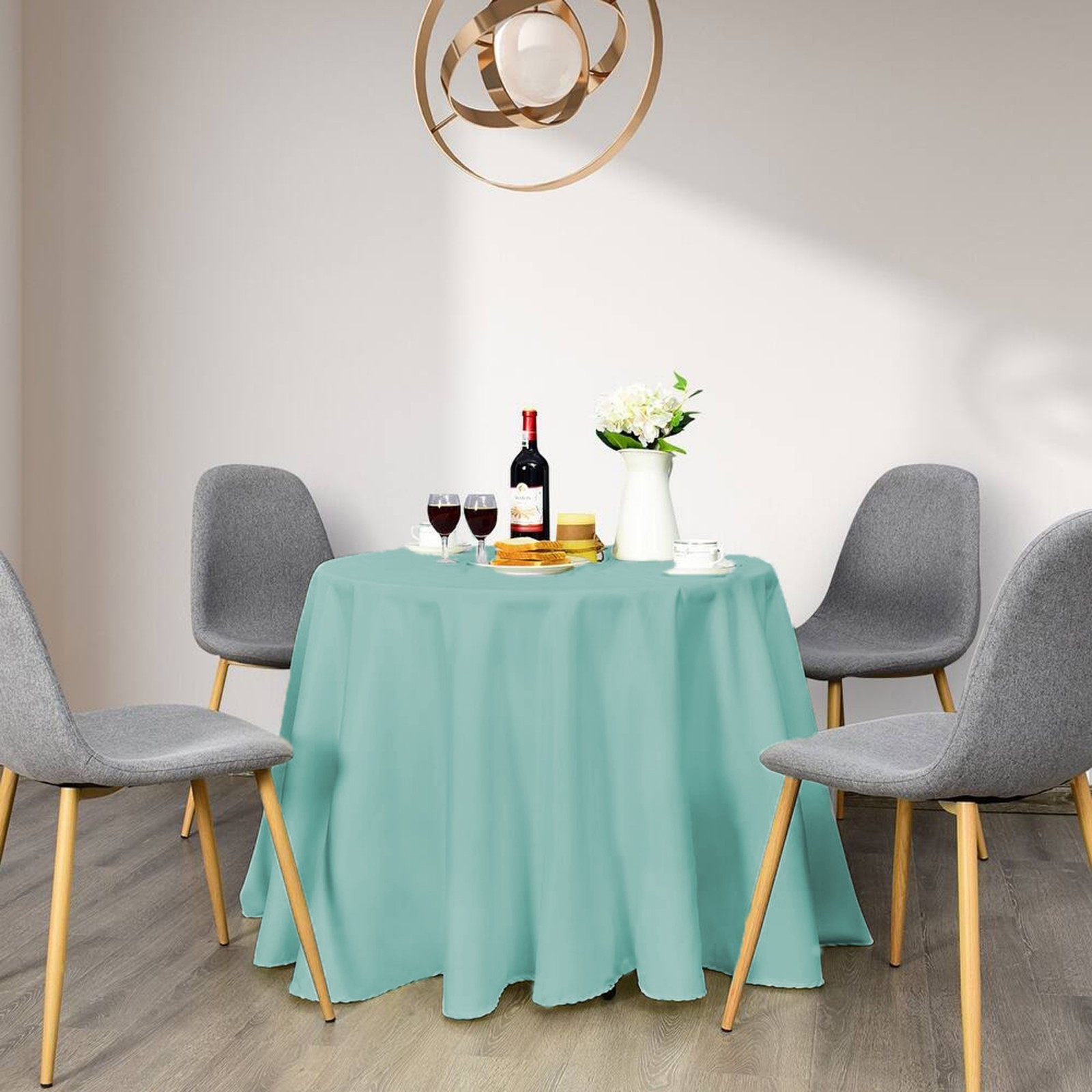 90 108 120 Inch Round Tablecloth Polyester Floor Length Wedding Party Banquet De gallery