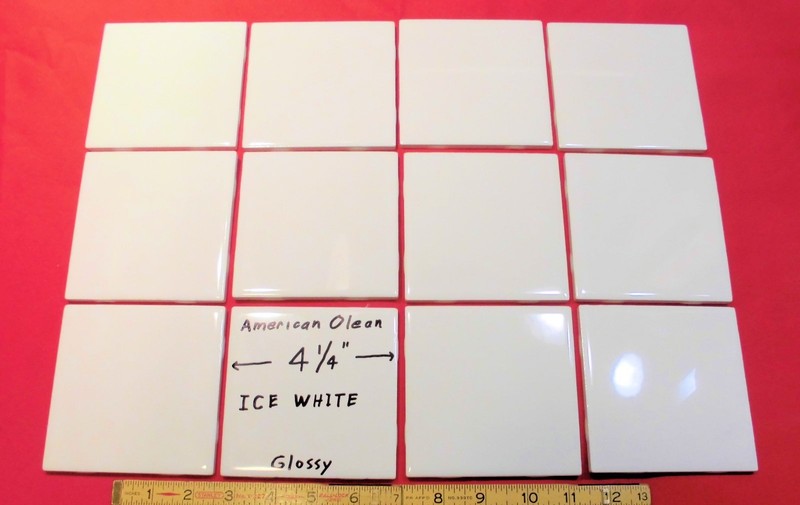 12 pcs. Glossy *Ice White* Ceramic Tiles by American Olean...4-1/4" Brightest gallery