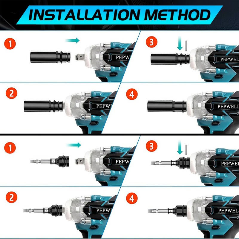 HIGH TORQUE 1/2" IMPACT WRENCH BRUSHLESS CORDLESS BATTERY IMPACT GUN KIT USA gallery