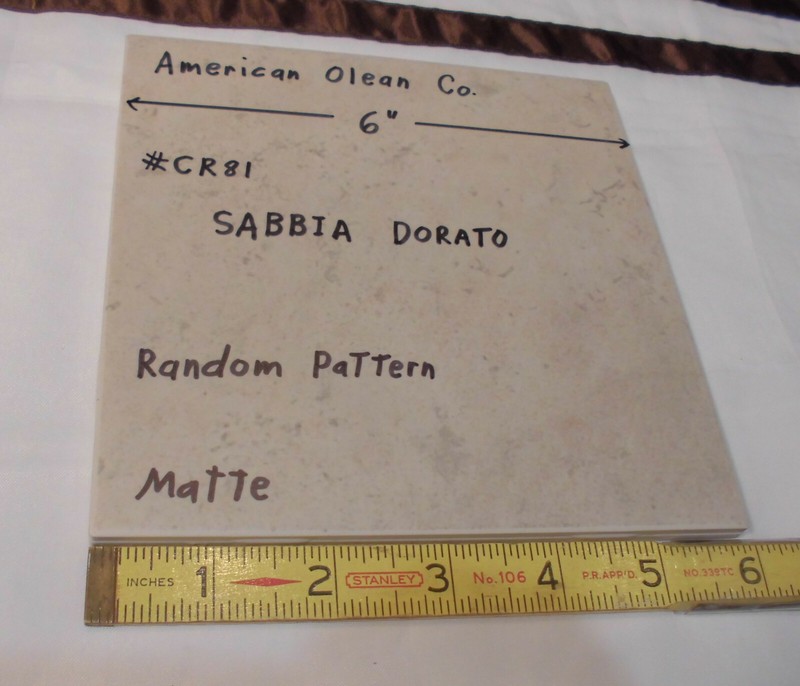 1 pc. Splattered Beige-Tan-Gray; American Olean 6" X 6" #CR81 "Sabbia Dorato" gallery