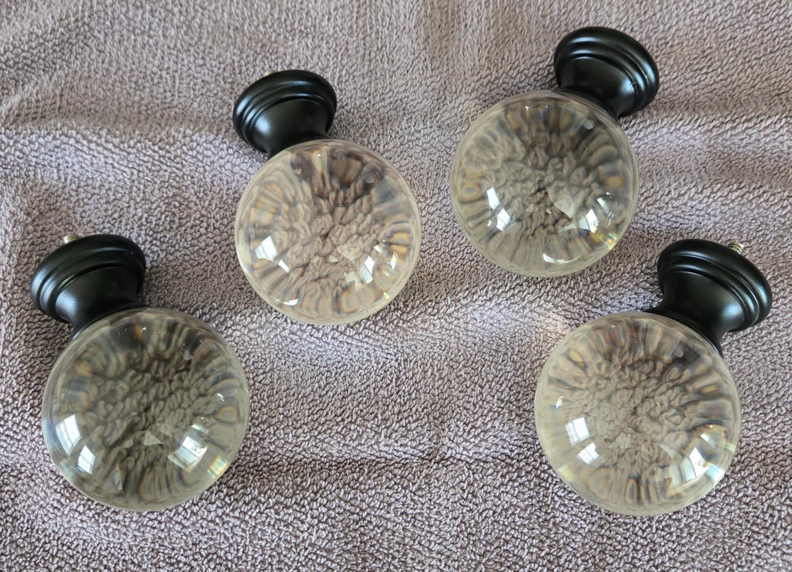 BED BATH & BEYOND BRONZE CRYSTAL ROUND FINIALS for 1 1/4" CURTAIN ROD-SET OF 4 gallery