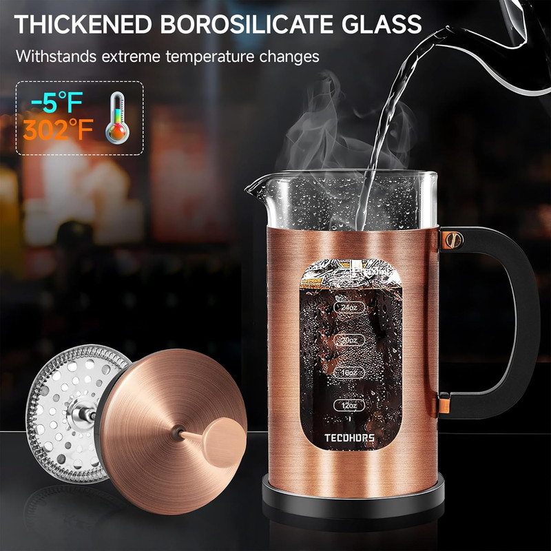 French Press Coffee Maker 34Oz / 1 Quart 304 Stainless Steel Coffee Press,Wit... gallery