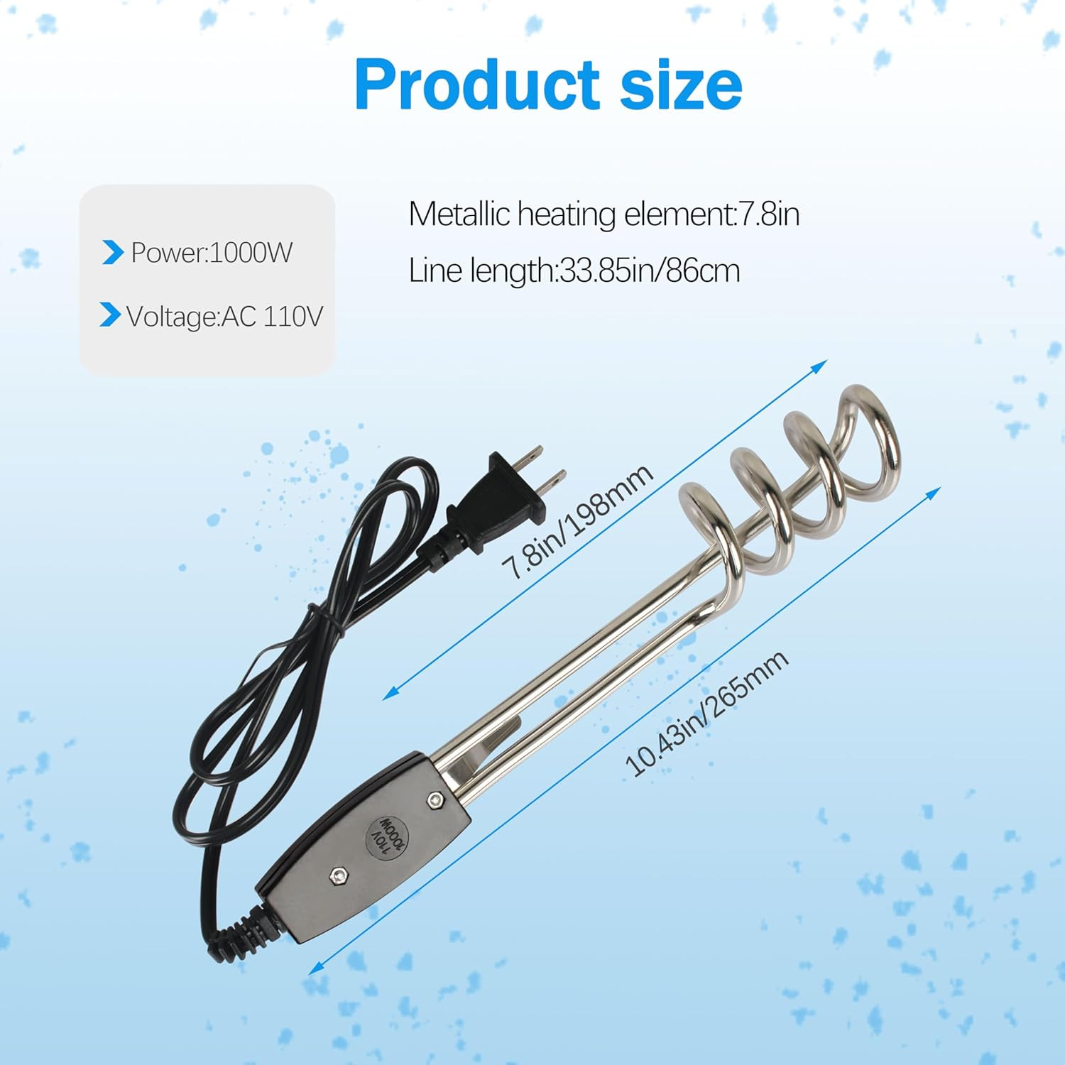 Immersion Heater, Submersible Water Heater，1500W/1000W-110V Portable Electric Im gallery