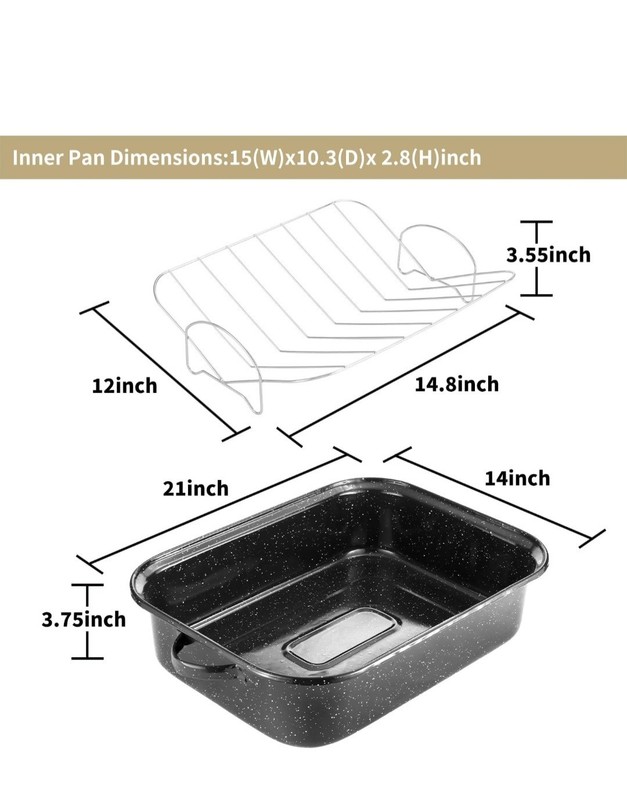 21 Inch Roasting Pan, Extra Large Rectangle Roasting Pan With Rack, 25lb gallery
