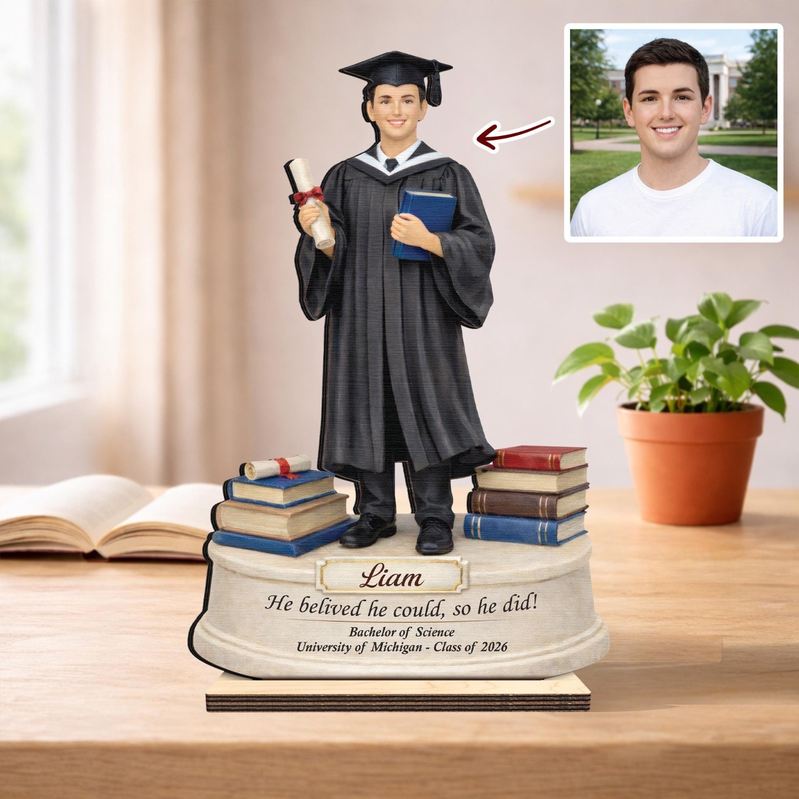 Personalized Graduation Wooden Sign Gift,Portrait Photo Graduation Gift gallery