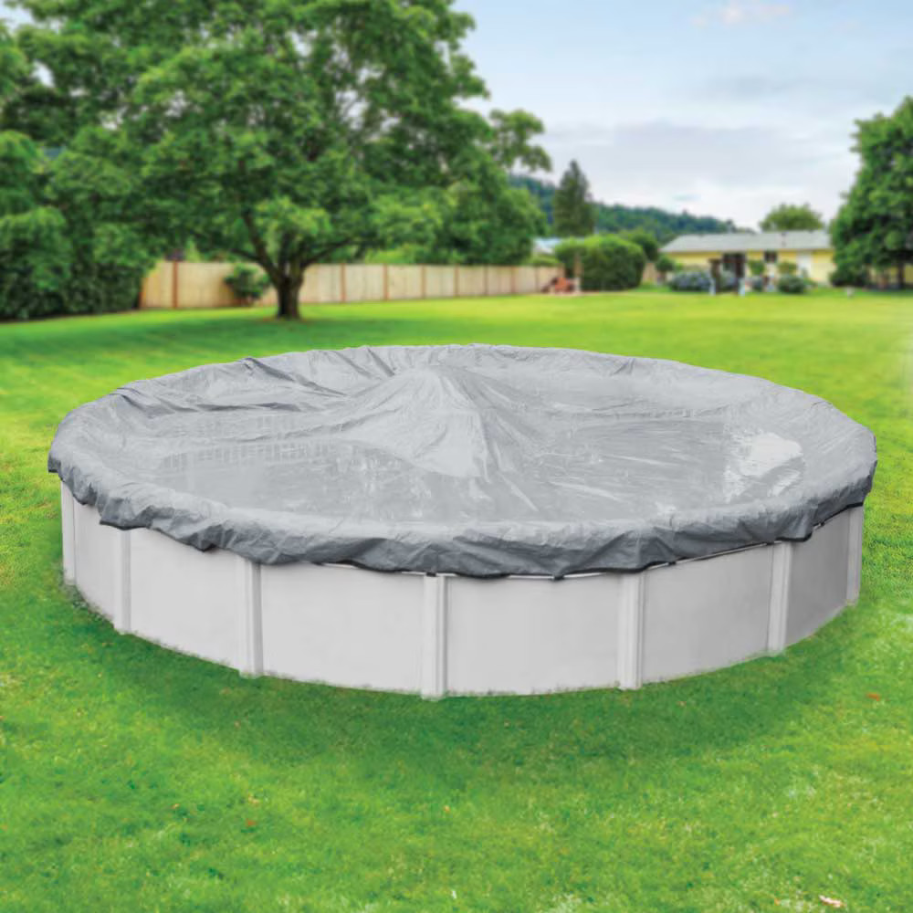 30' Round Above Ground Swimming Pool Winter Cover 20 Year - Dove Gray gallery