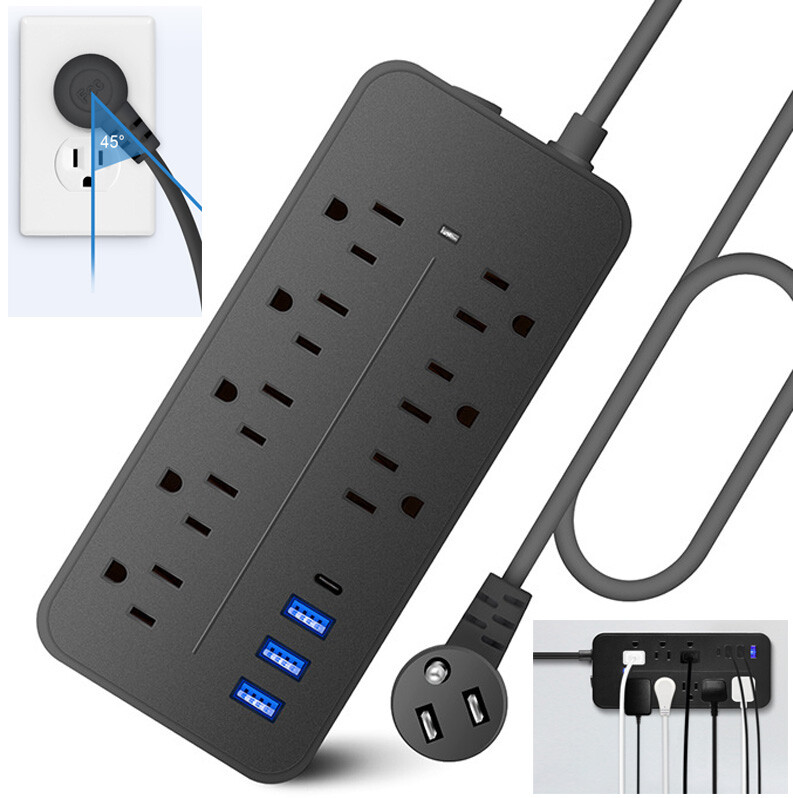 Lot Wall Mountable Usb Surge Protector Power Strip With USB Ports 8 Outlet Plugs gallery