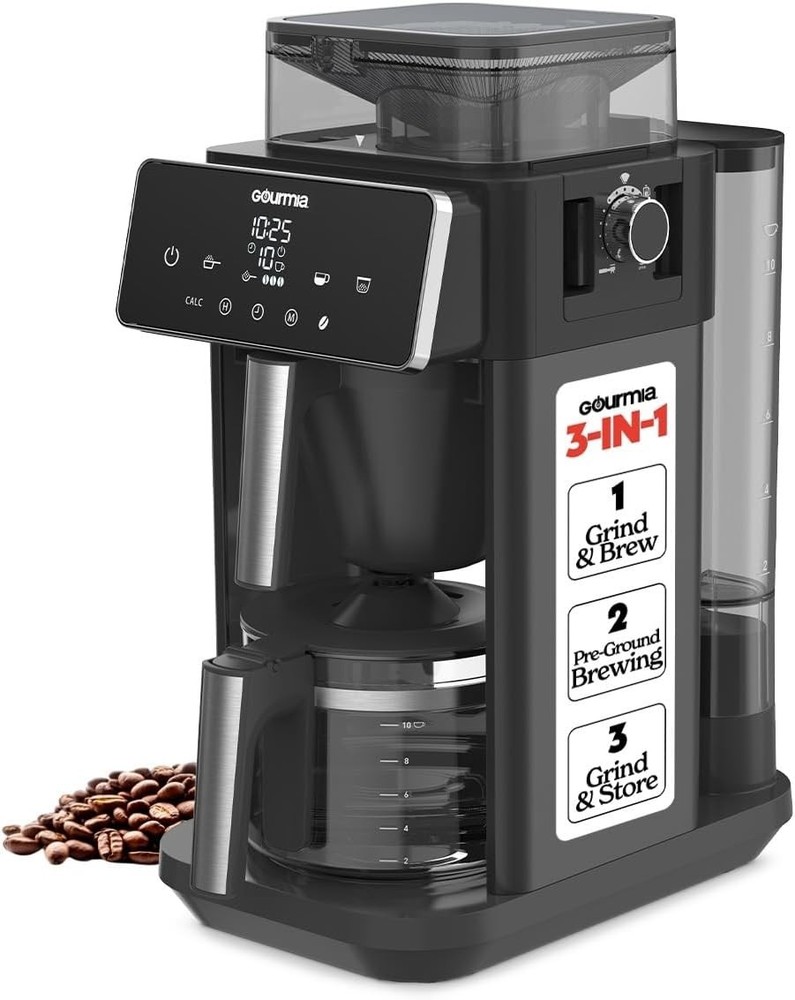 Gourmia 10 Cup Grind & Brew Programmable Coffee Maker Burr Grinder Digital Black