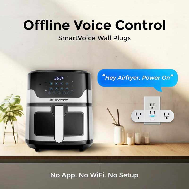 Smartvoice 4-In-1 Wall Plug, Offline 30+ Voice Control Commands, No APP, No Wifi gallery