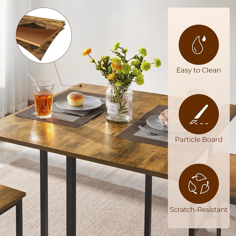 Industrial Dining Table Set 4 Compact Kitchen Table & 4 Stools Space Saving Home gallery