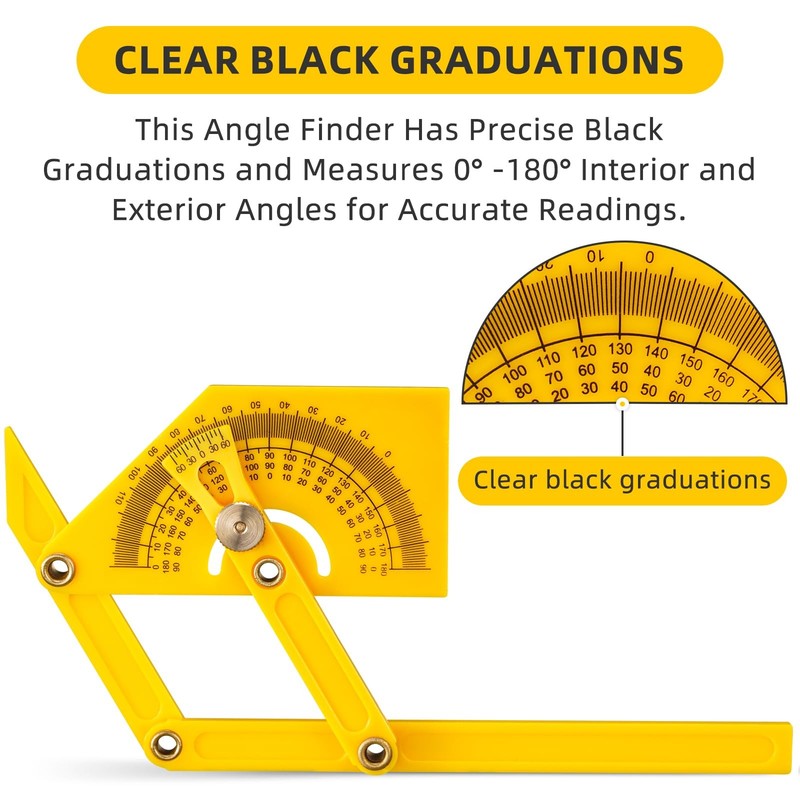 2 Pcs Protractor Angle Finders, Adjustable Protractors 0°-180° with Yellow gallery